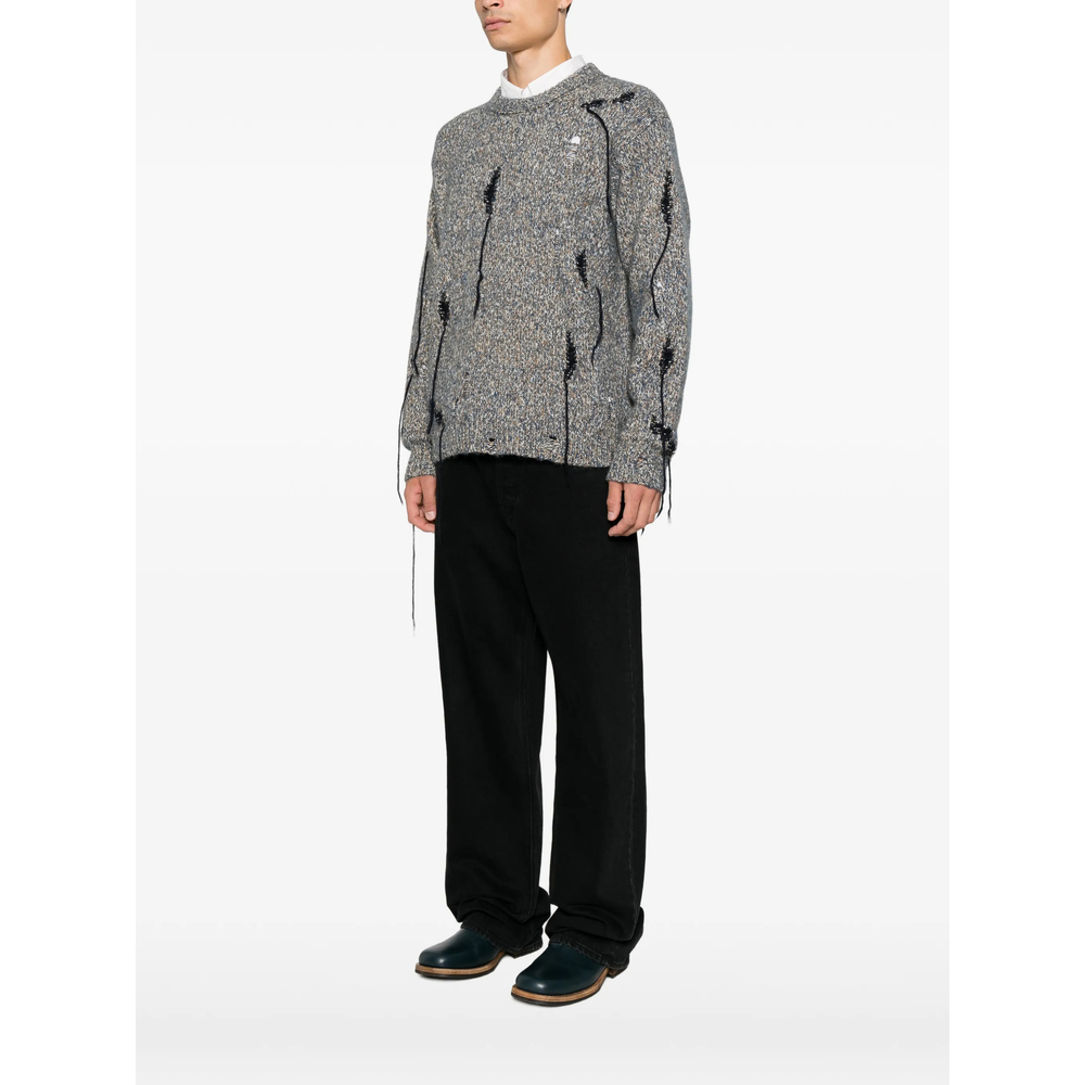 Distressed Marl-Knit Sweater