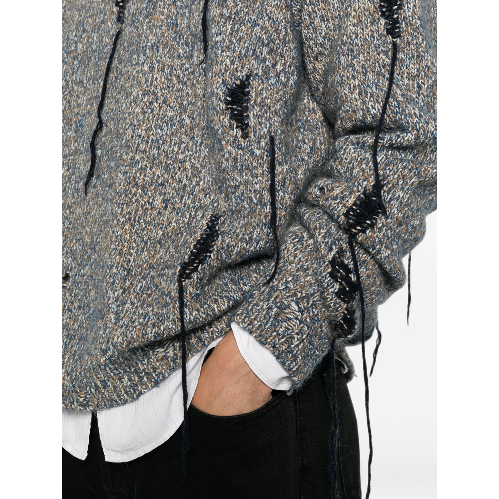 Distressed Marl-Knit Sweater