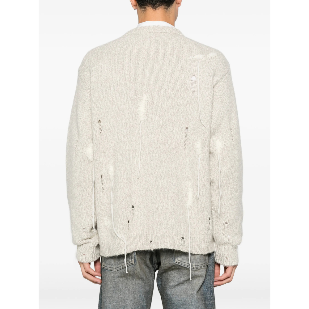 Distressed Crew-Neck Sweater