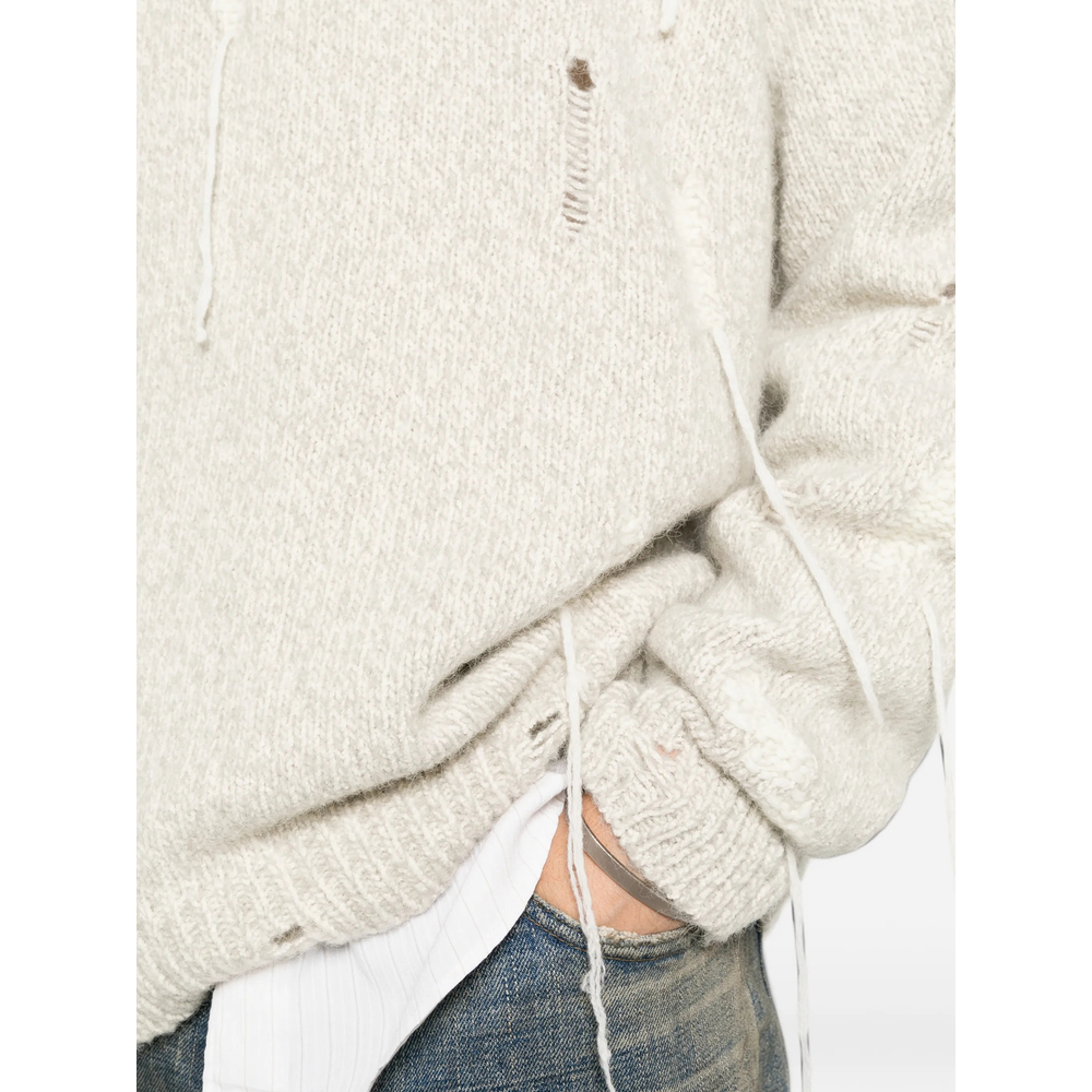 Distressed Crew-Neck Sweater