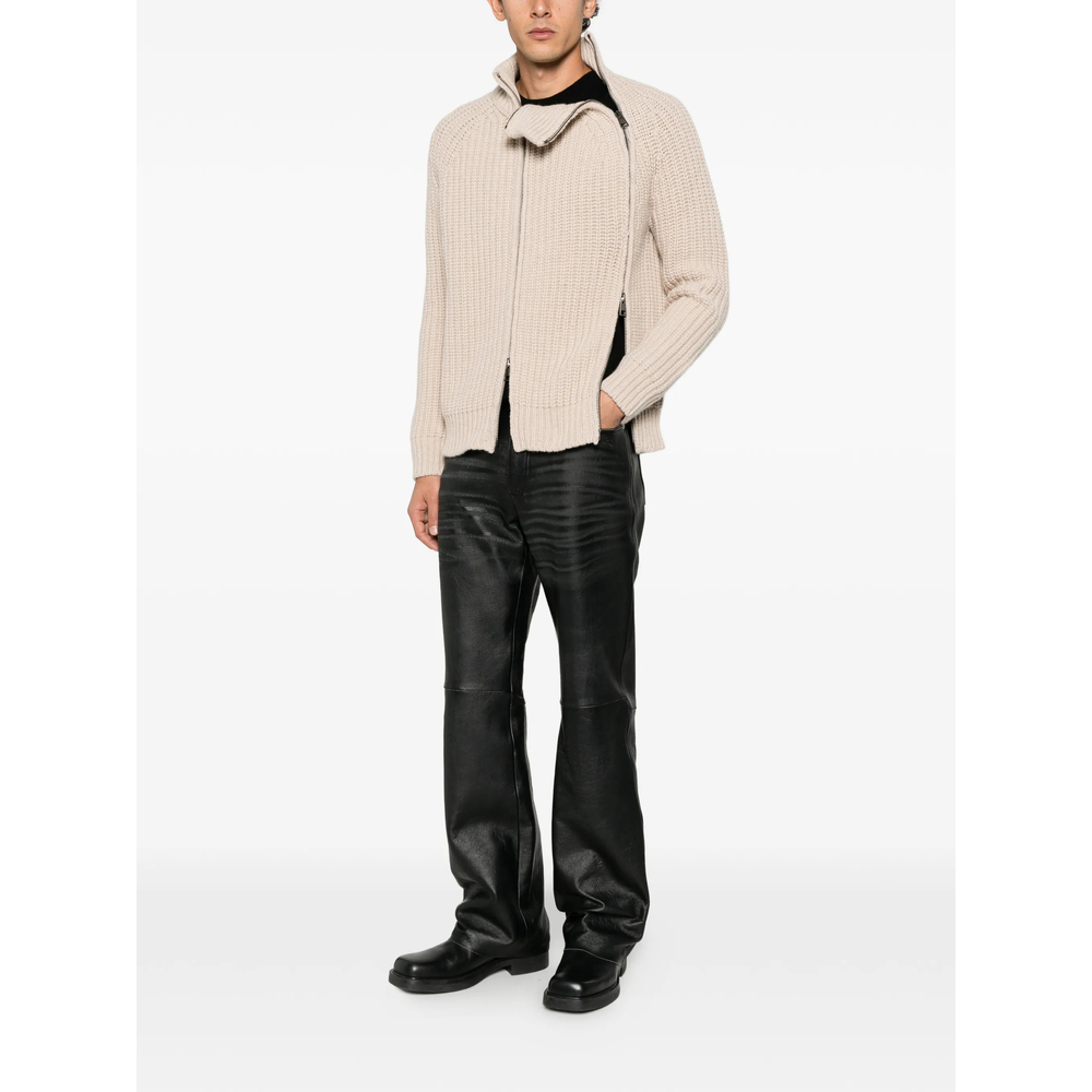 Ribbed-Knit Zip-Up Cardigan