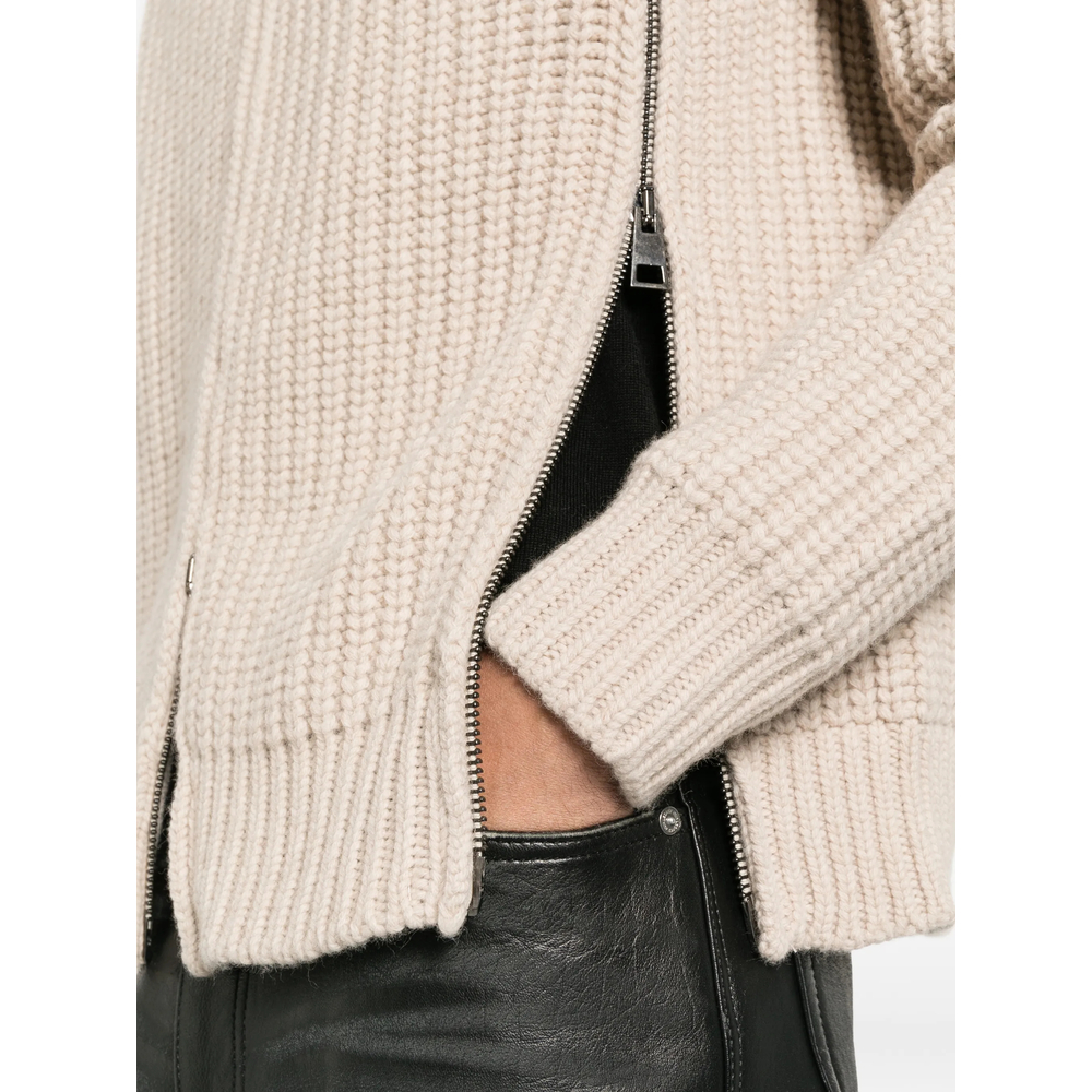 Ribbed-Knit Zip-Up Cardigan