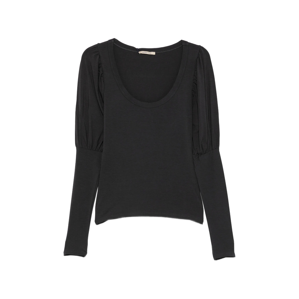Paloma Wool Dooda Puff-sleeve Scoop-neck Top In Black