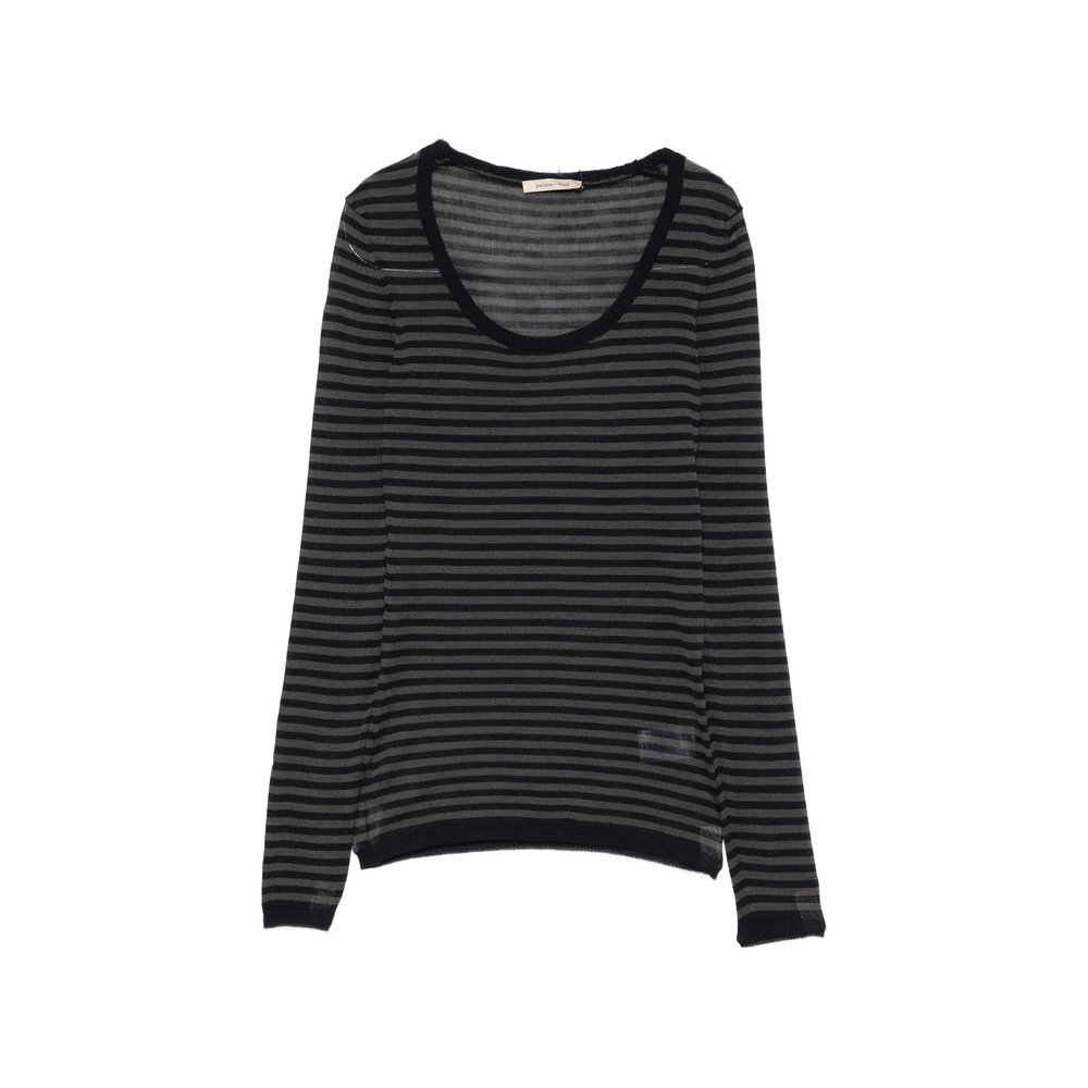 Paloma Wool Garul Striped Scoop-neck Sweater In Black