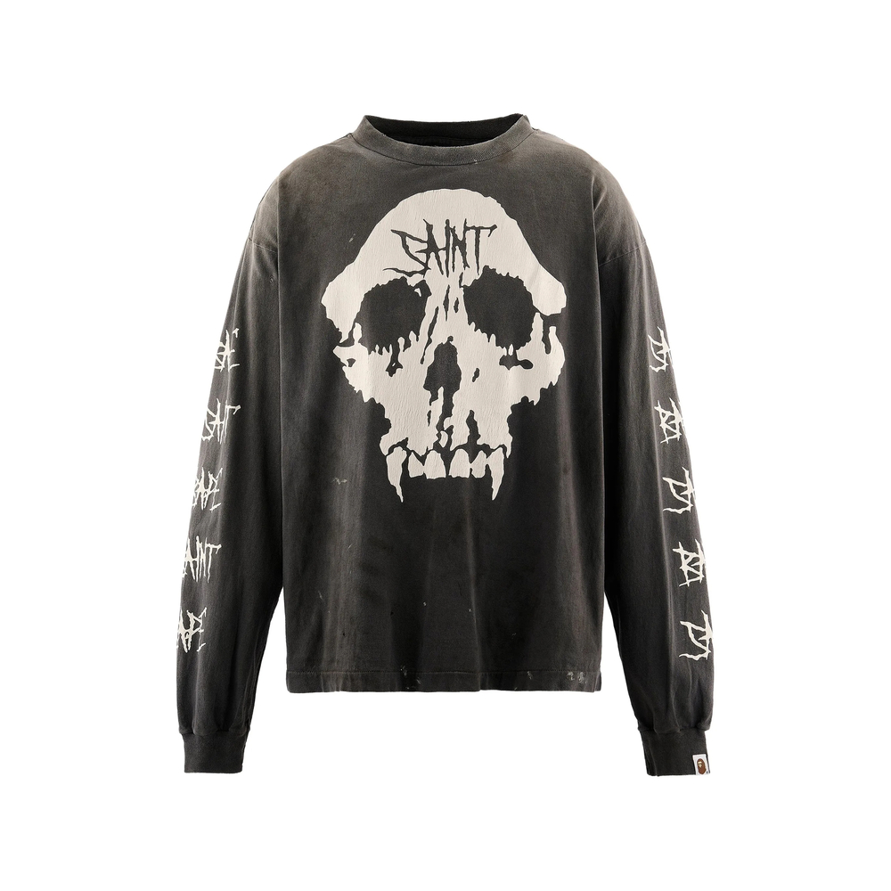 Saint Mxxxxxx X Bape Skull-print Long-sleeve T-shirt