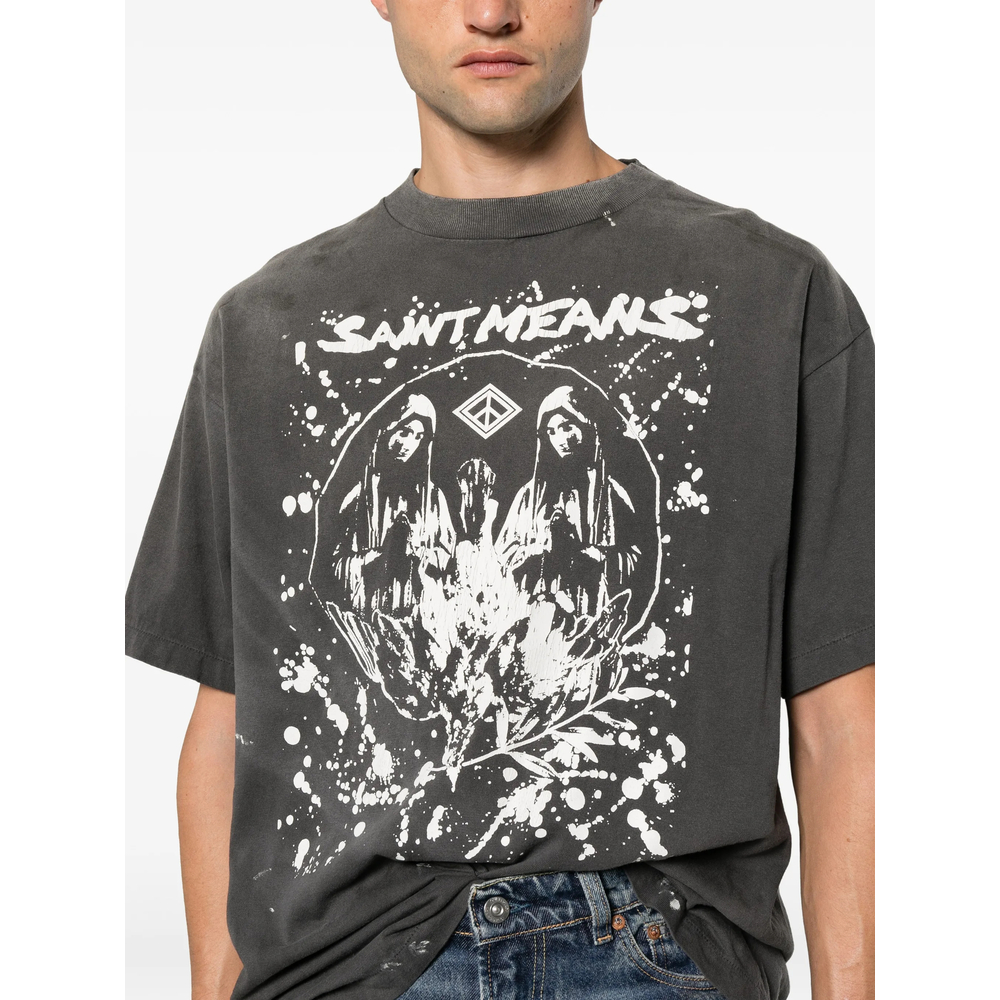 Graphic-Print Distressed T-Shirt