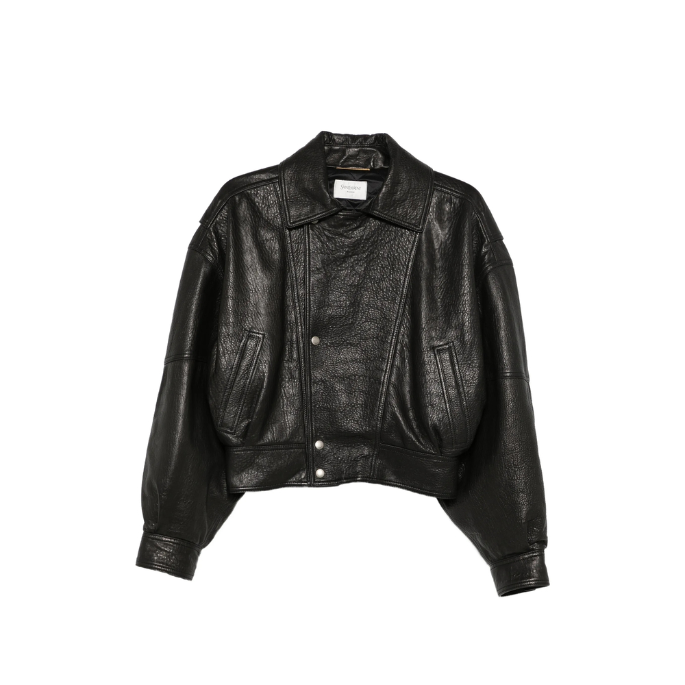 Grained Leather Bomber Jacket