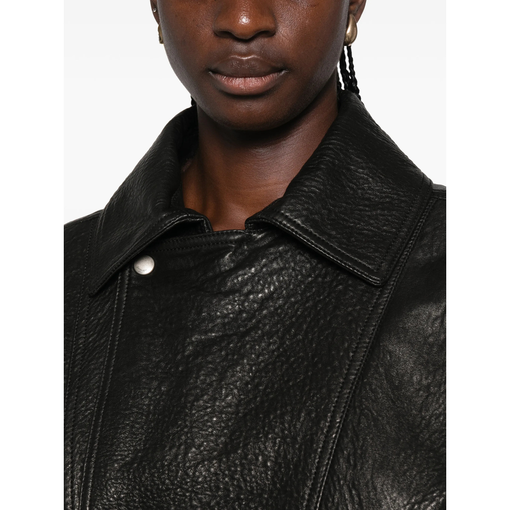Grained Leather Bomber Jacket