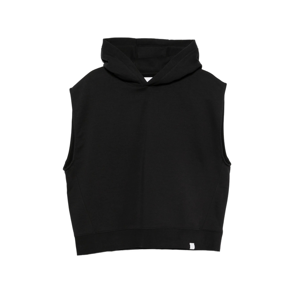 Woc Layered-shoulder Hoodie In Black