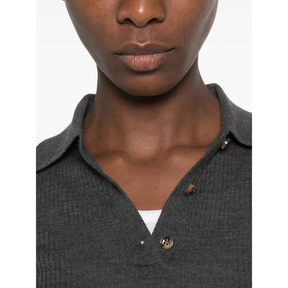 Pisa Ribbed-Knit Polo-Collar Sweater