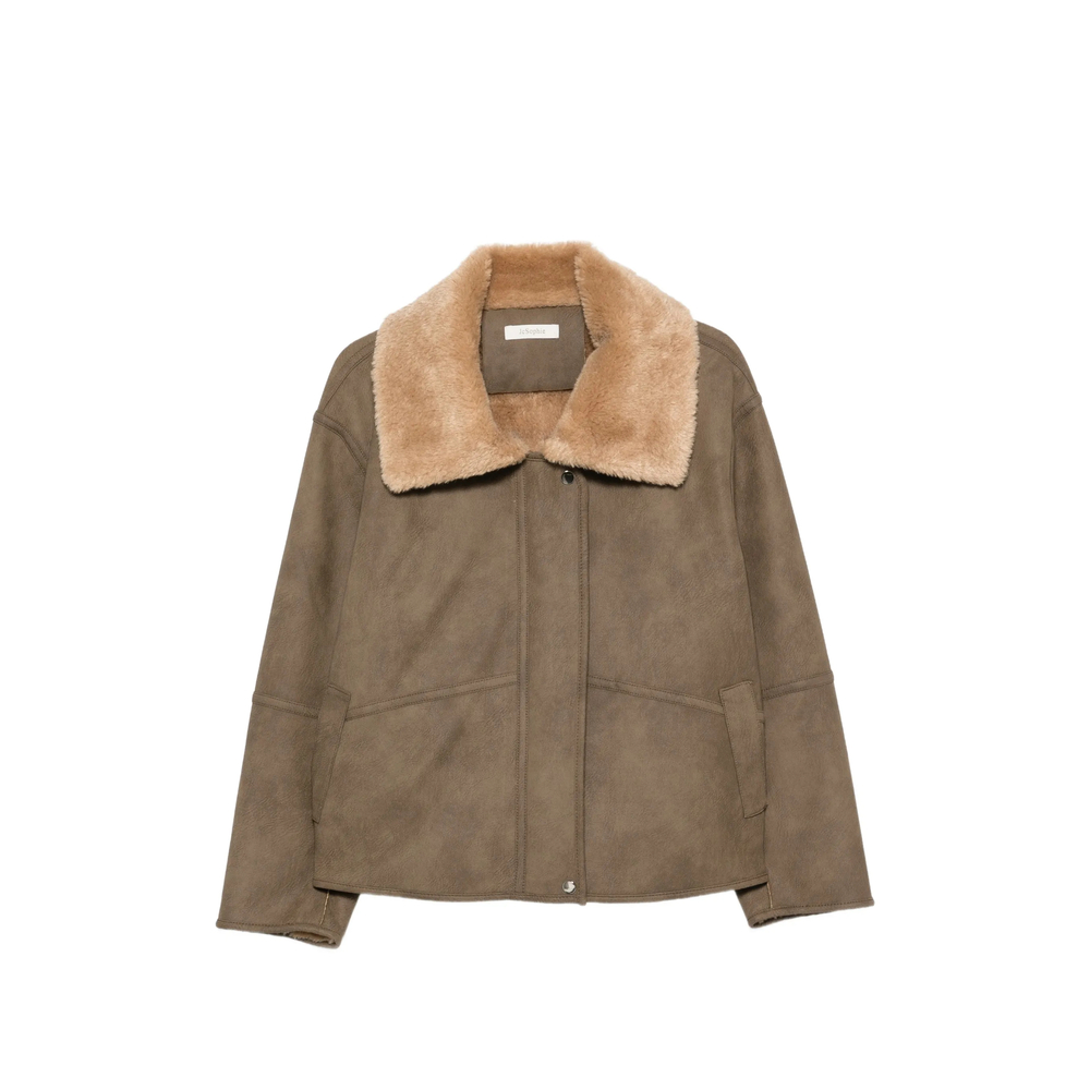 Faux-Shearling-Collar Jacket