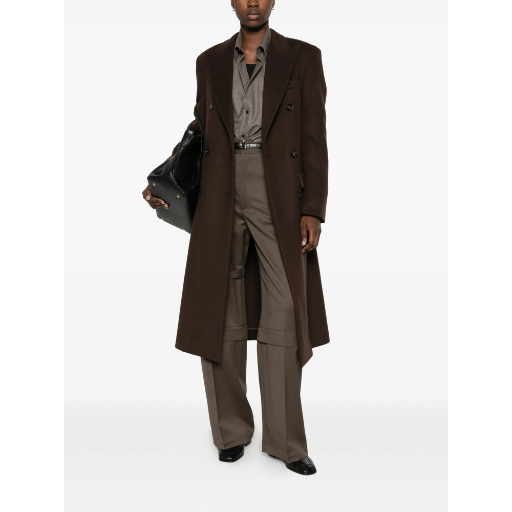 Double-Breasted Peaked-Lapel Coat