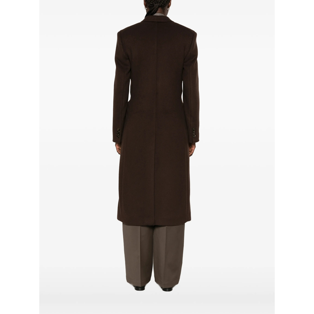 Double-Breasted Peaked-Lapel Coat