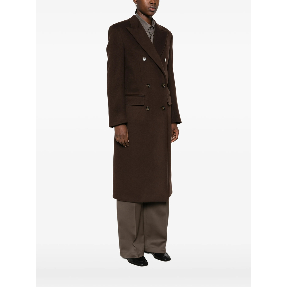 Double-Breasted Peaked-Lapel Coat