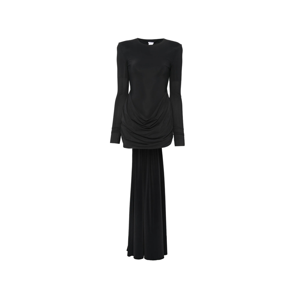 Amazuin Draped Long-sleeve Mini Dress