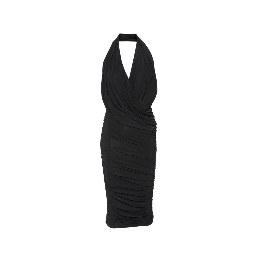 Amazuin Manoon Ruched Halterneck Midi Dress