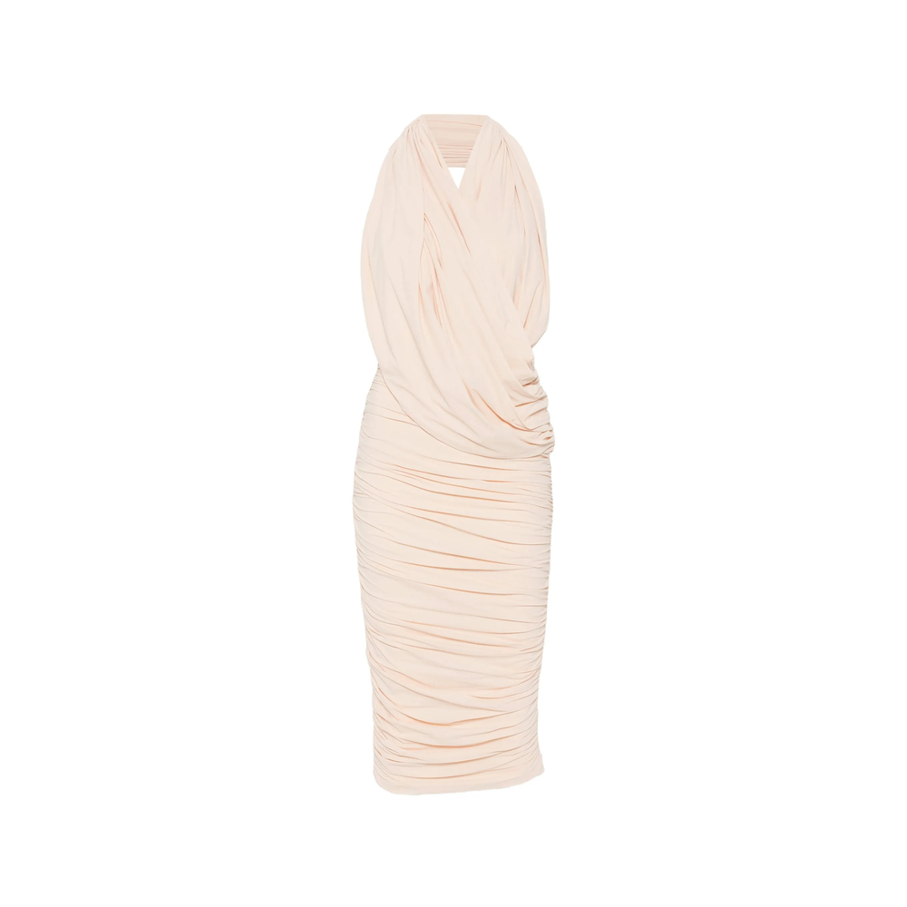 Amazuin Manoon Ruched Halterneck Midi Dress