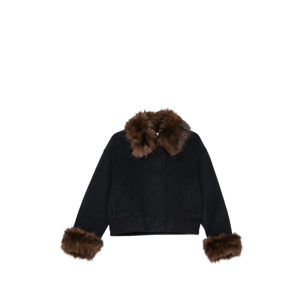 Faux-Fur Trim Bomber Jacket