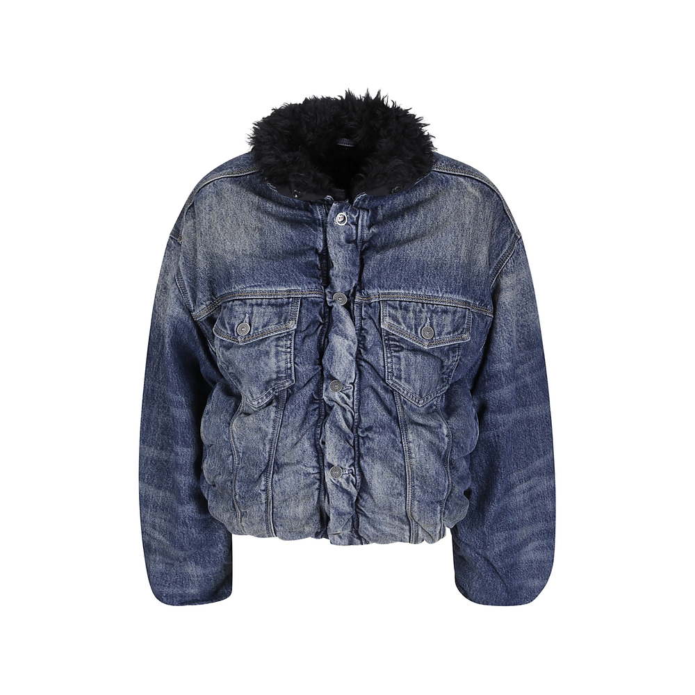 Diesel D-Curly-FSJ1 Faded-effect Ruched-detail Jacket