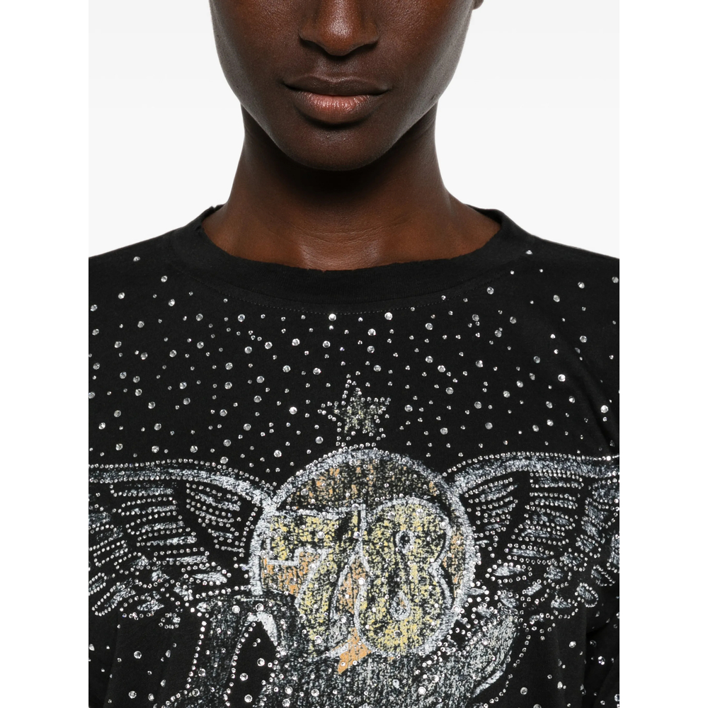 Rhinestone-Embellished Long-Sleeve T-Shirt