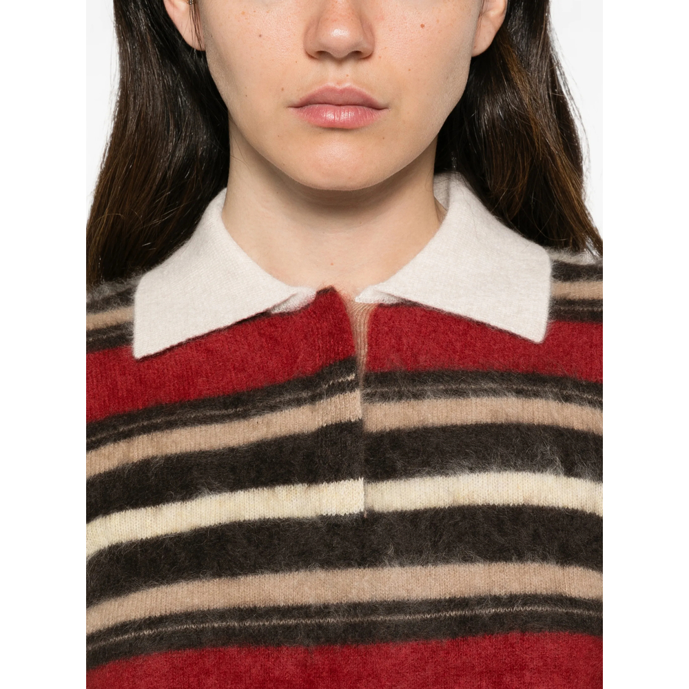 Grizzly Cropped Rugby Striped Cashmere Polo