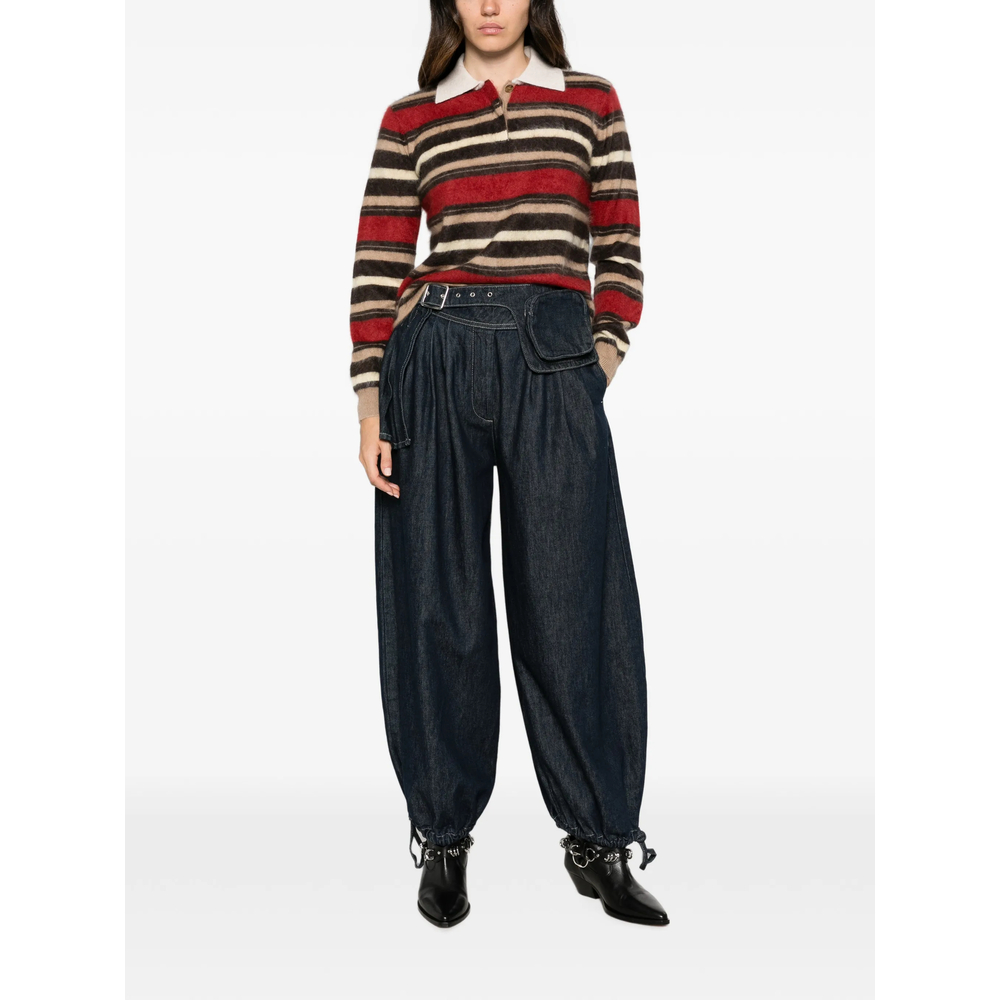 Grizzly Cropped Rugby Striped Cashmere Polo