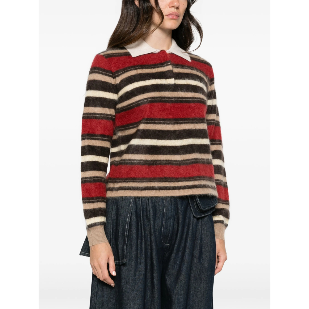 Grizzly Cropped Rugby Striped Cashmere Polo