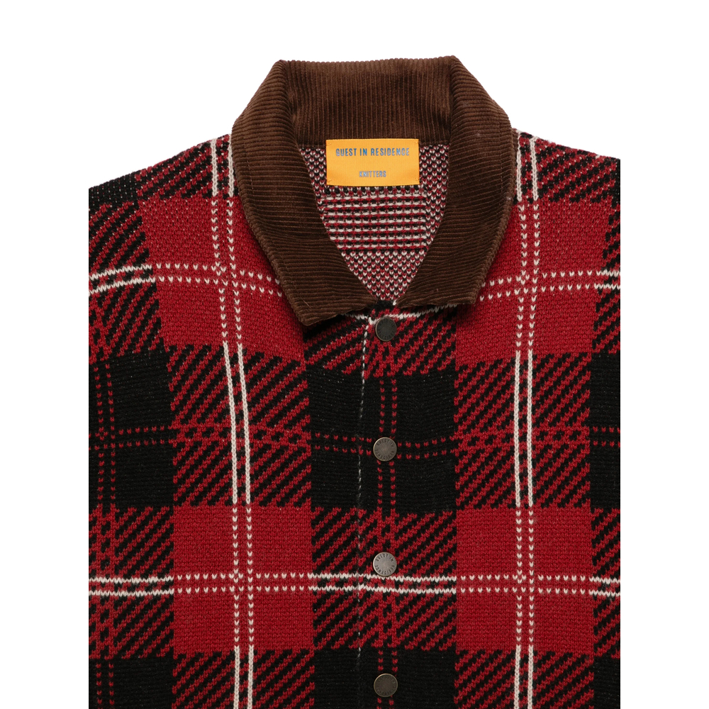 Check-Motif Velvet-Collar Jacket