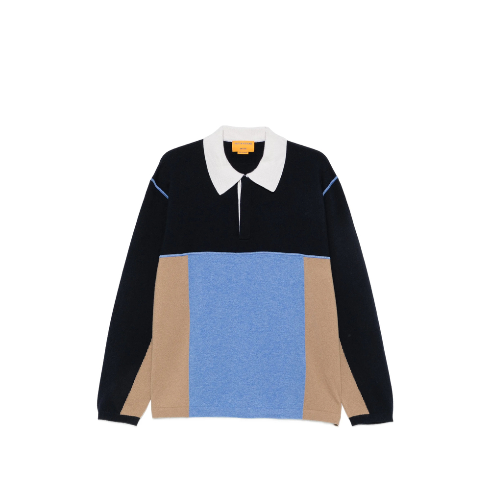 Colour-Block Long-Sleeve Polo Shirt