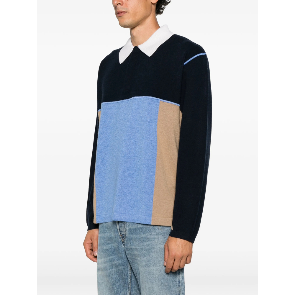 Colour-Block Long-Sleeve Polo Shirt
