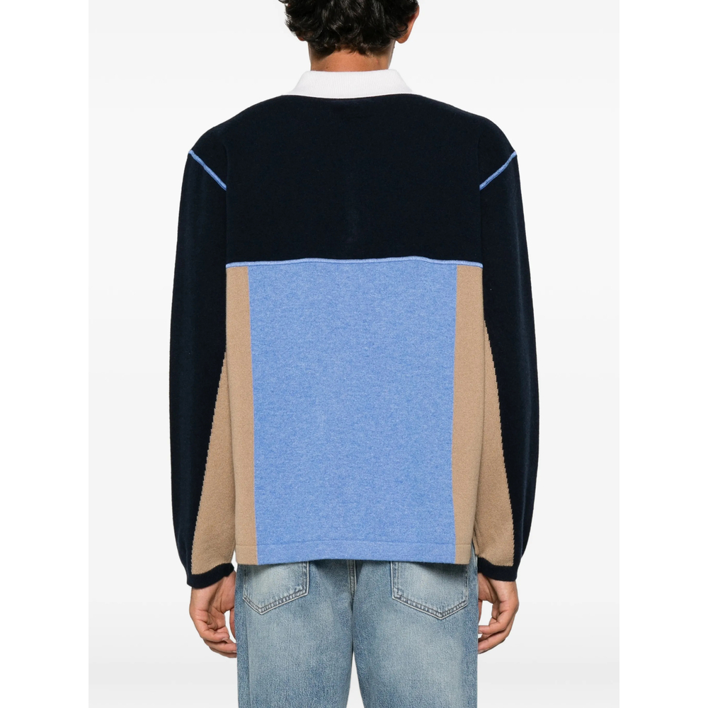 Colour-Block Long-Sleeve Polo Shirt