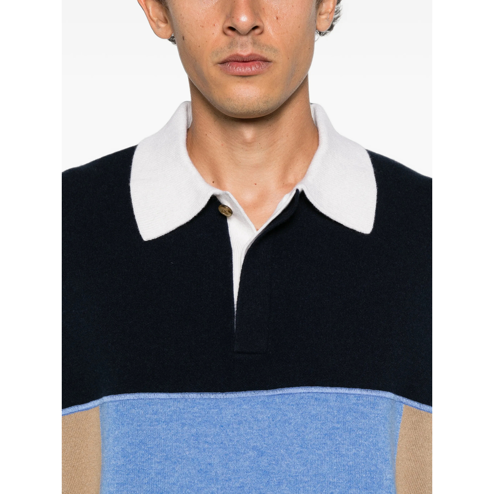 Colour-Block Long-Sleeve Polo Shirt