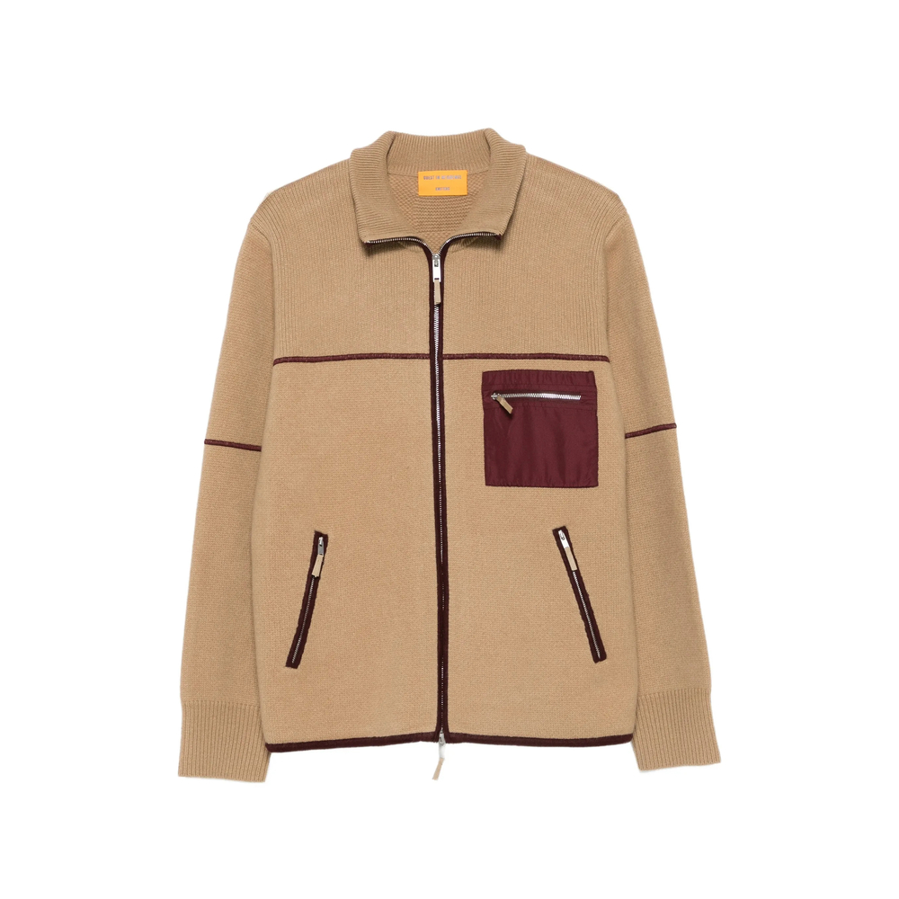 Louis Contrast-Piping Zip-Up Cardigan