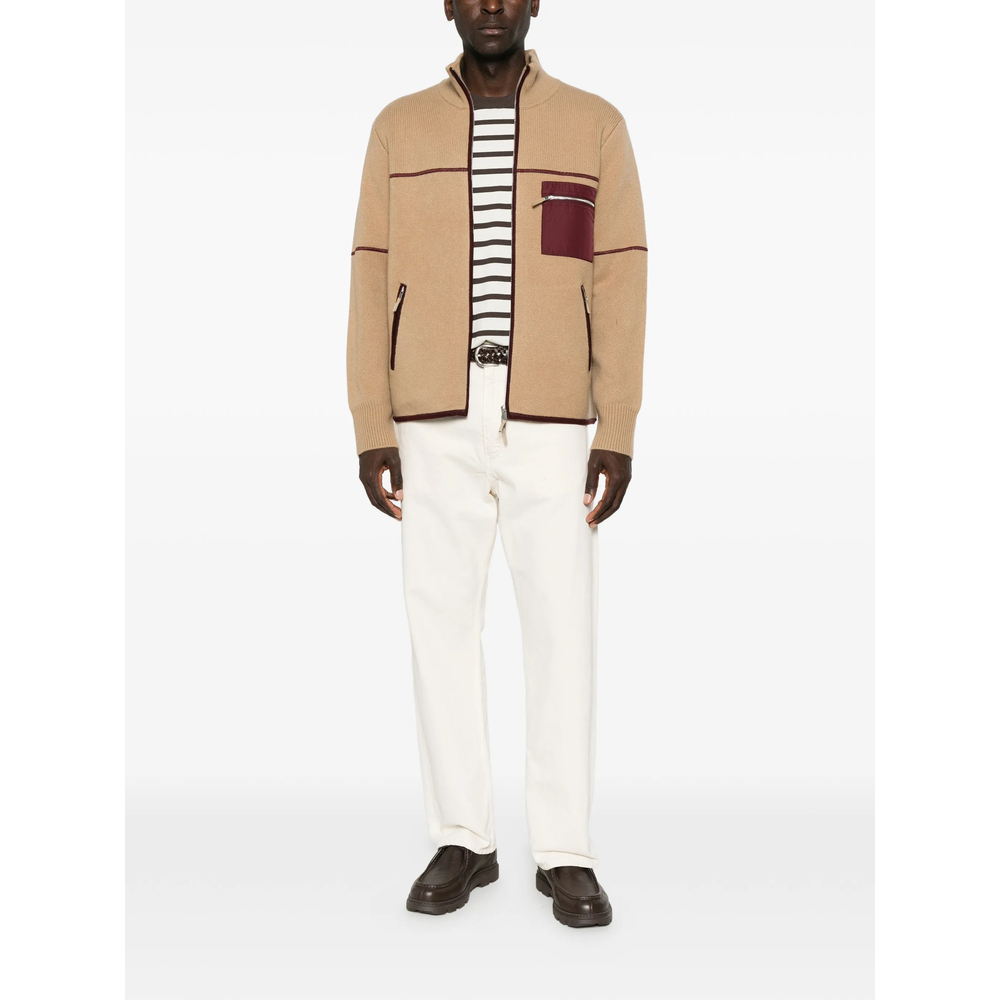 Louis Contrast-Piping Zip-Up Cardigan