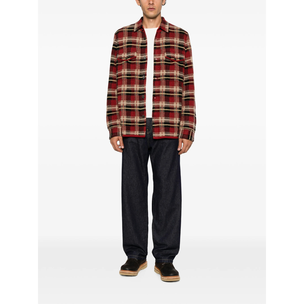 Check-Pattern Button-Up Polo Shirt