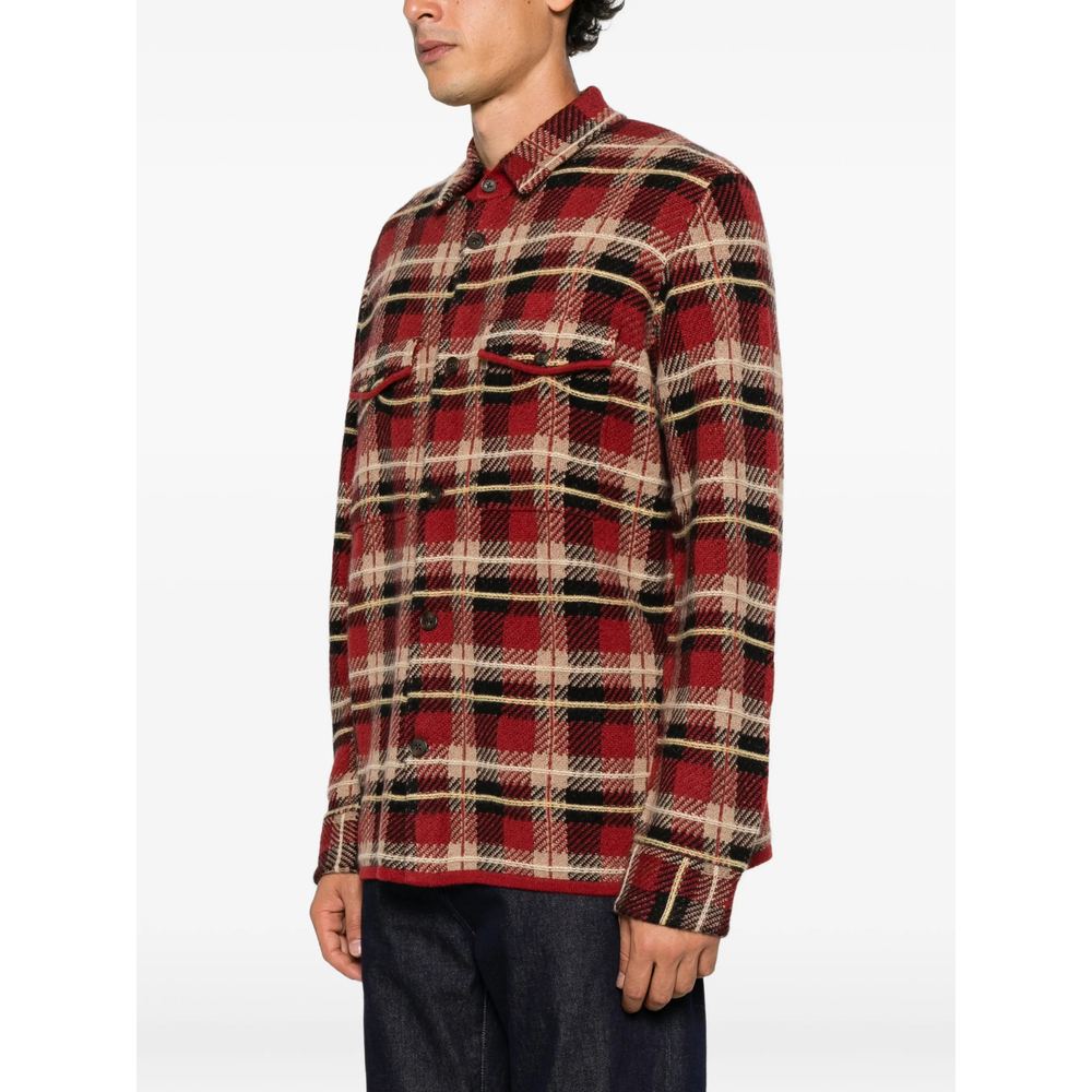 Check-Pattern Button-Up Polo Shirt