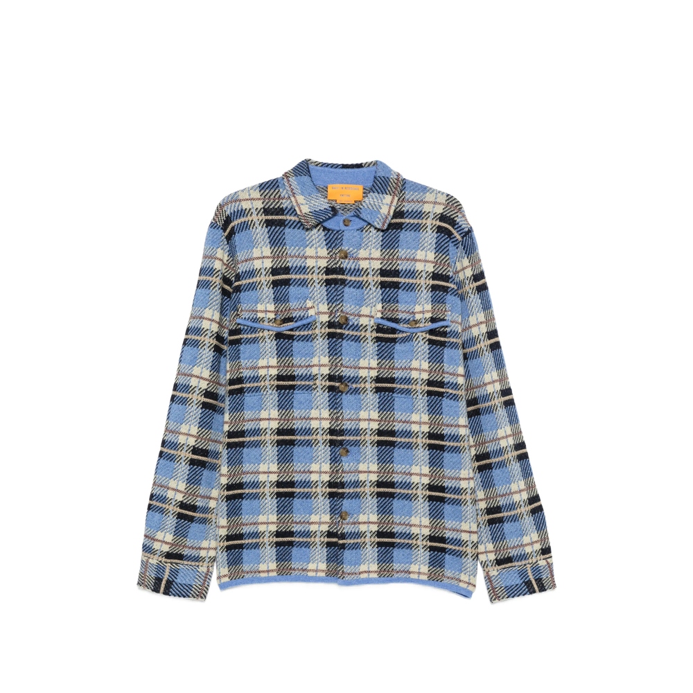 Check-Pattern Button-Down Polo Shirt