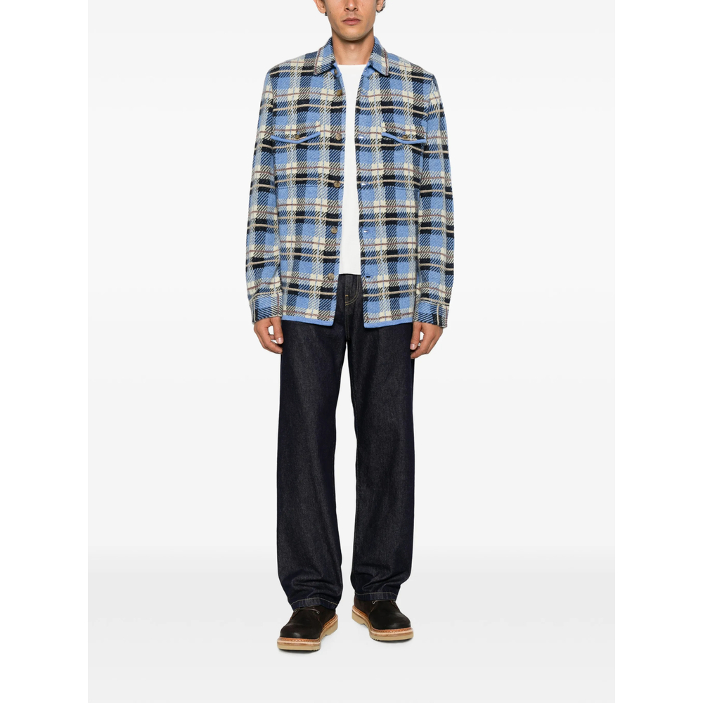 Check-Pattern Button-Down Polo Shirt