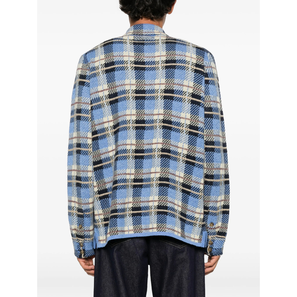 Check-Pattern Button-Down Polo Shirt