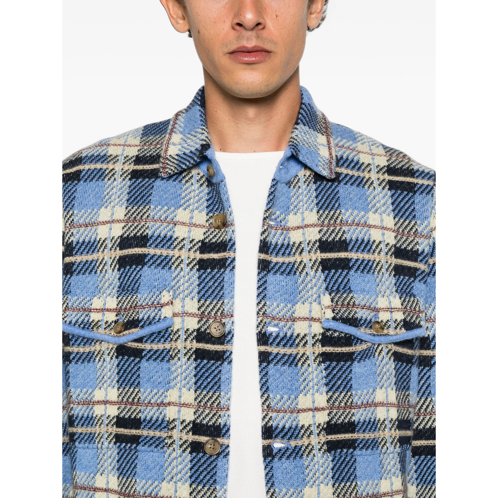 Check-Pattern Button-Down Polo Shirt