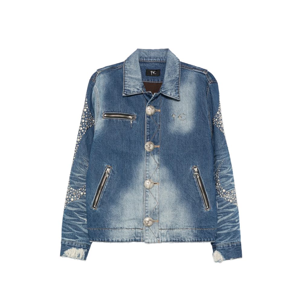 Thug Club Studded Faded Denim Jacket