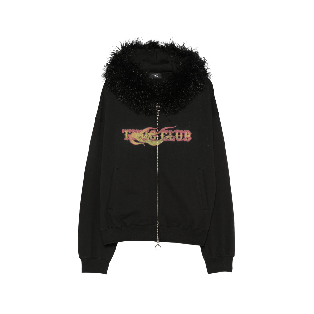 Thug Club Faux-fur Trim Graphic-print Hoodie