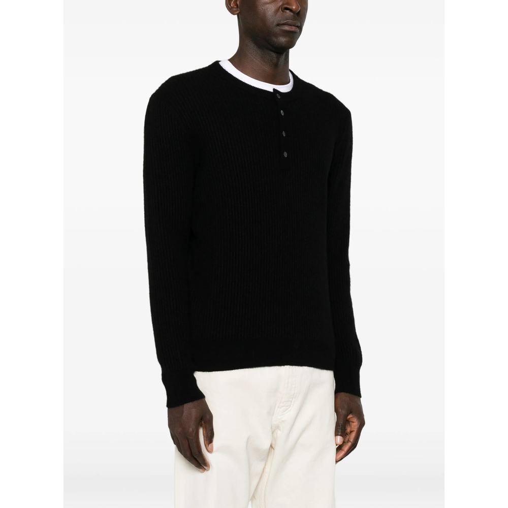Ribbed-Knit Henley Sweater