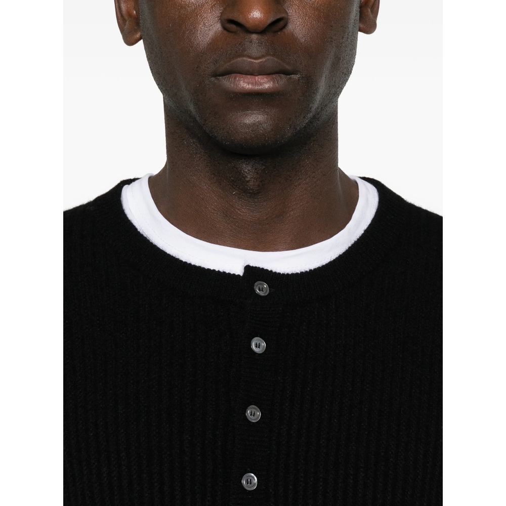 Ribbed-Knit Henley Sweater