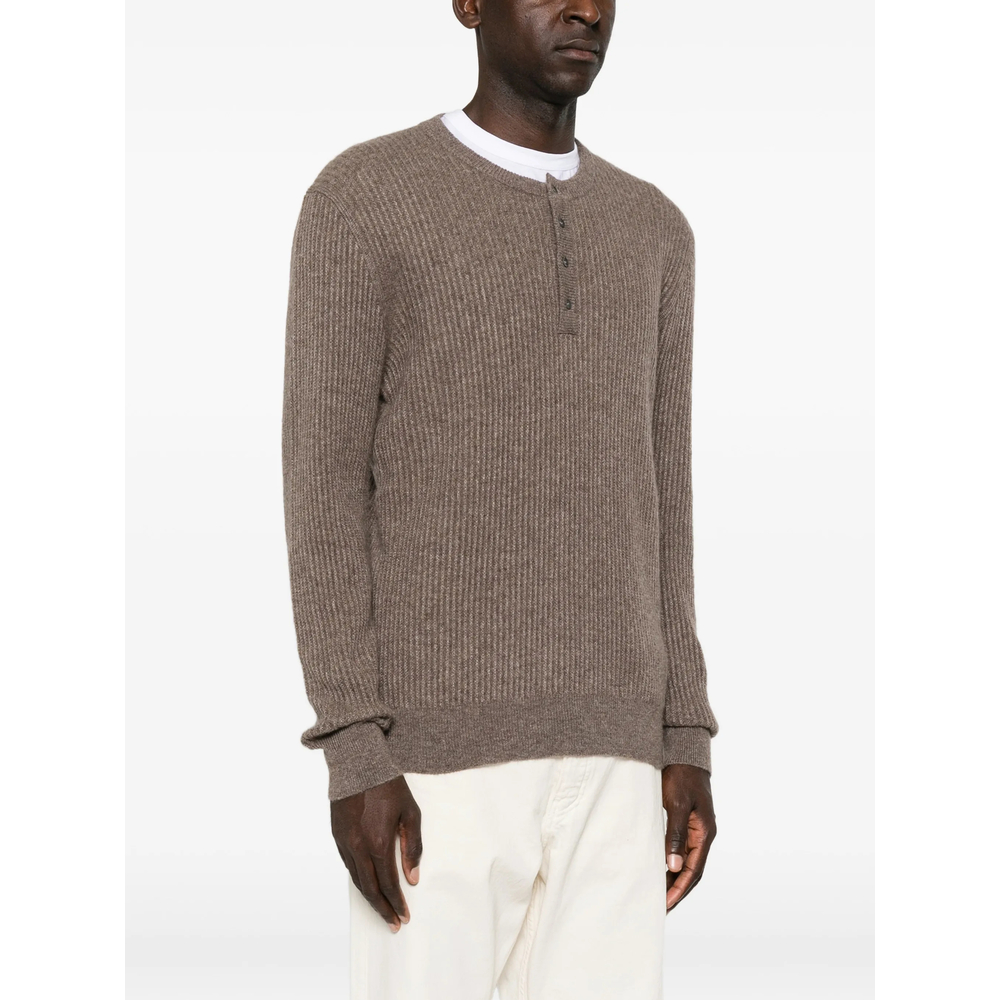 Ribbed-Knit Henley Sweater