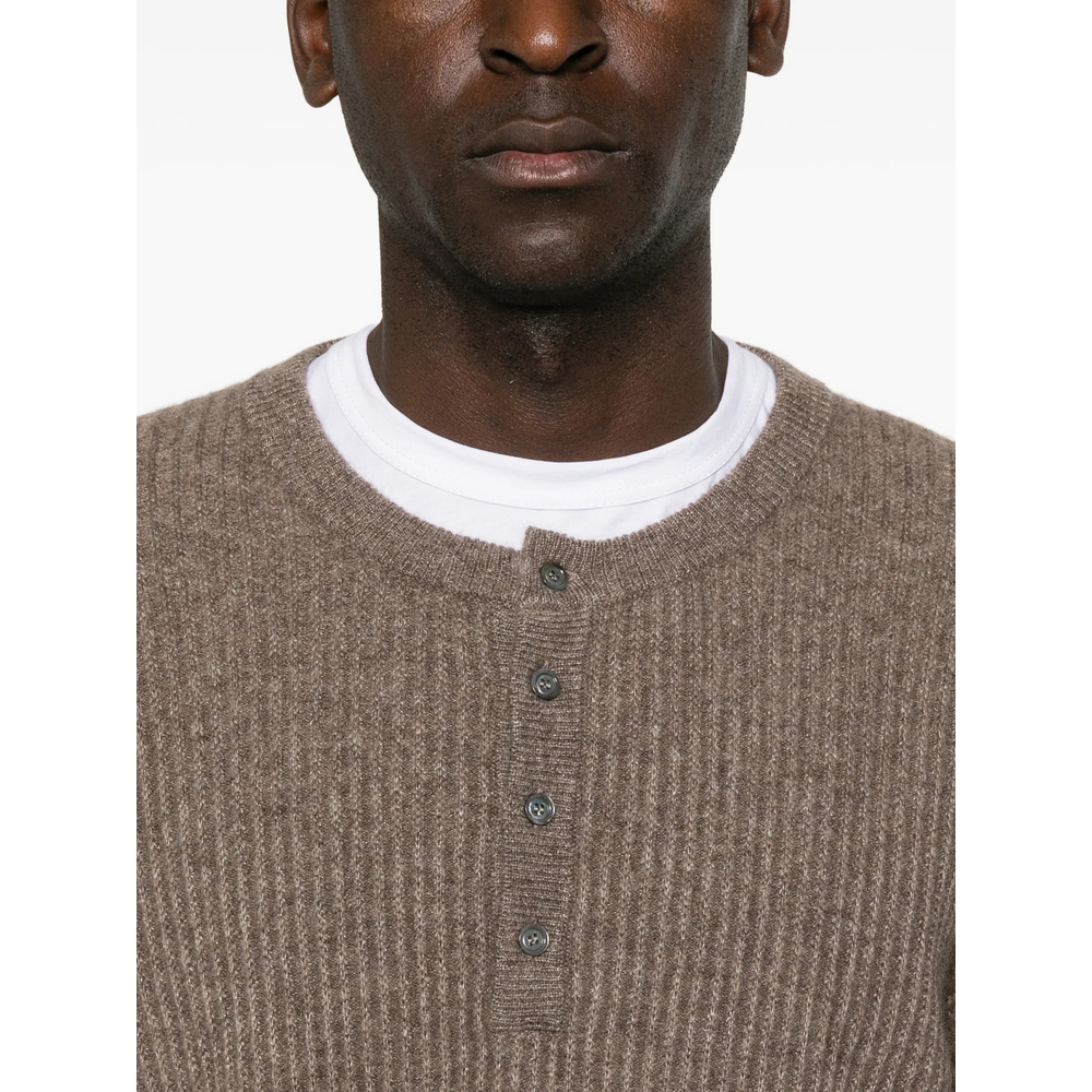 Ribbed-Knit Henley Sweater