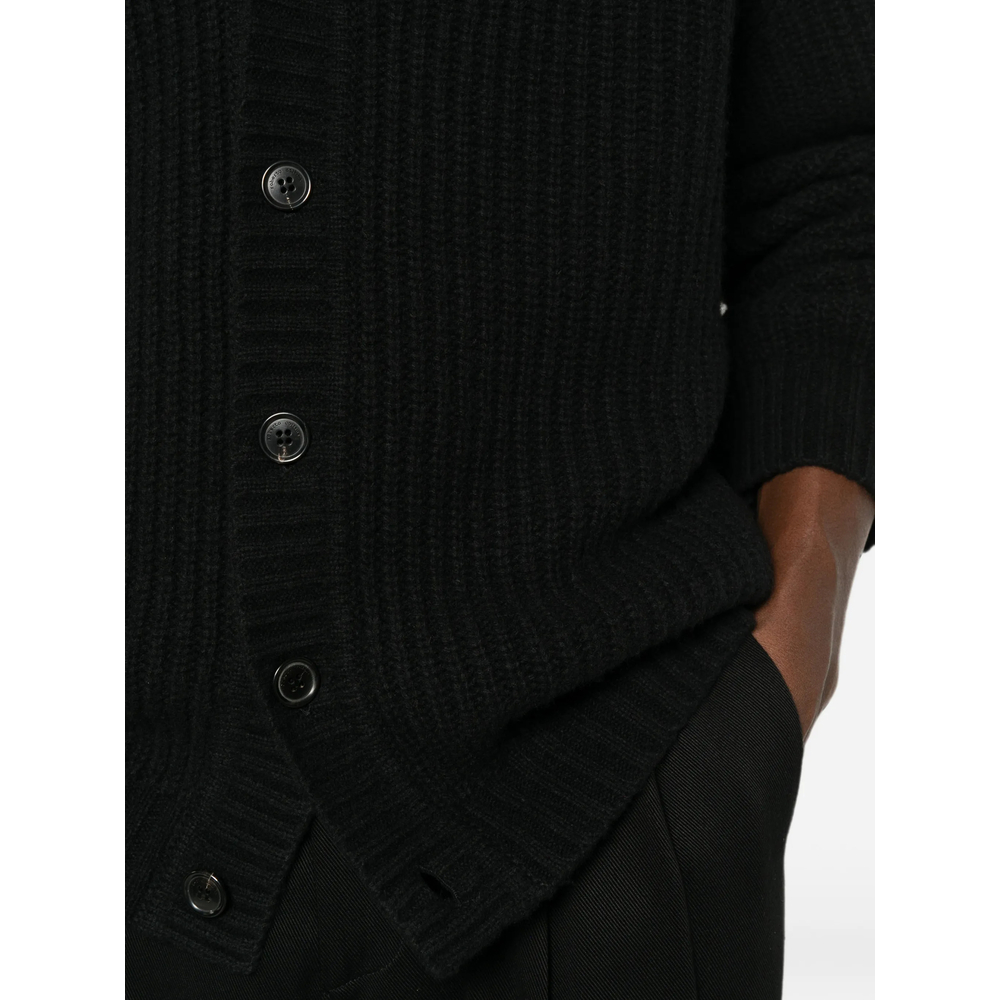 Ribbed-Knit V-Neck Cardigan