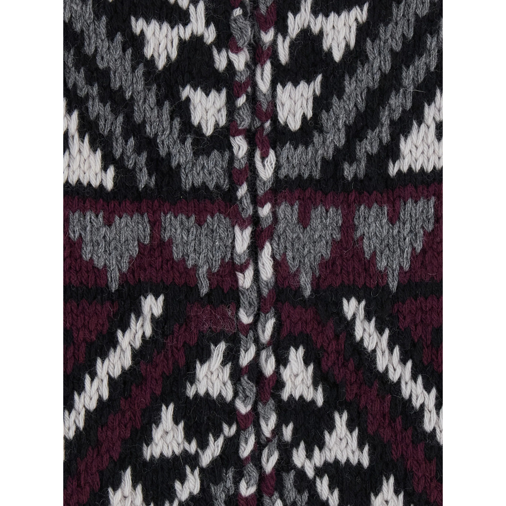 Geometric-Pattern Zip-Up Cardigan