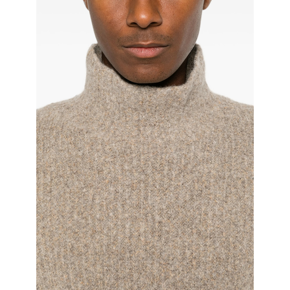 Ribbed-Knit High-Neck Sweater
