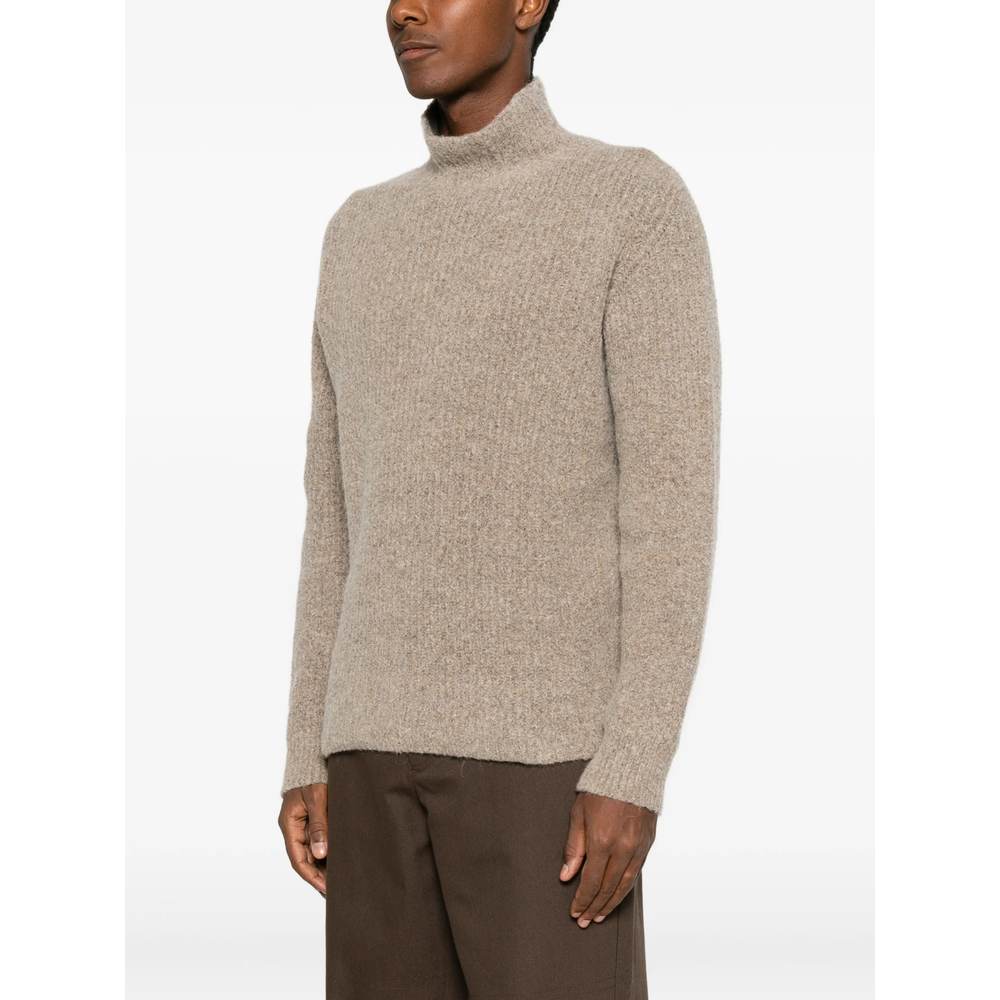 Ribbed-Knit High-Neck Sweater